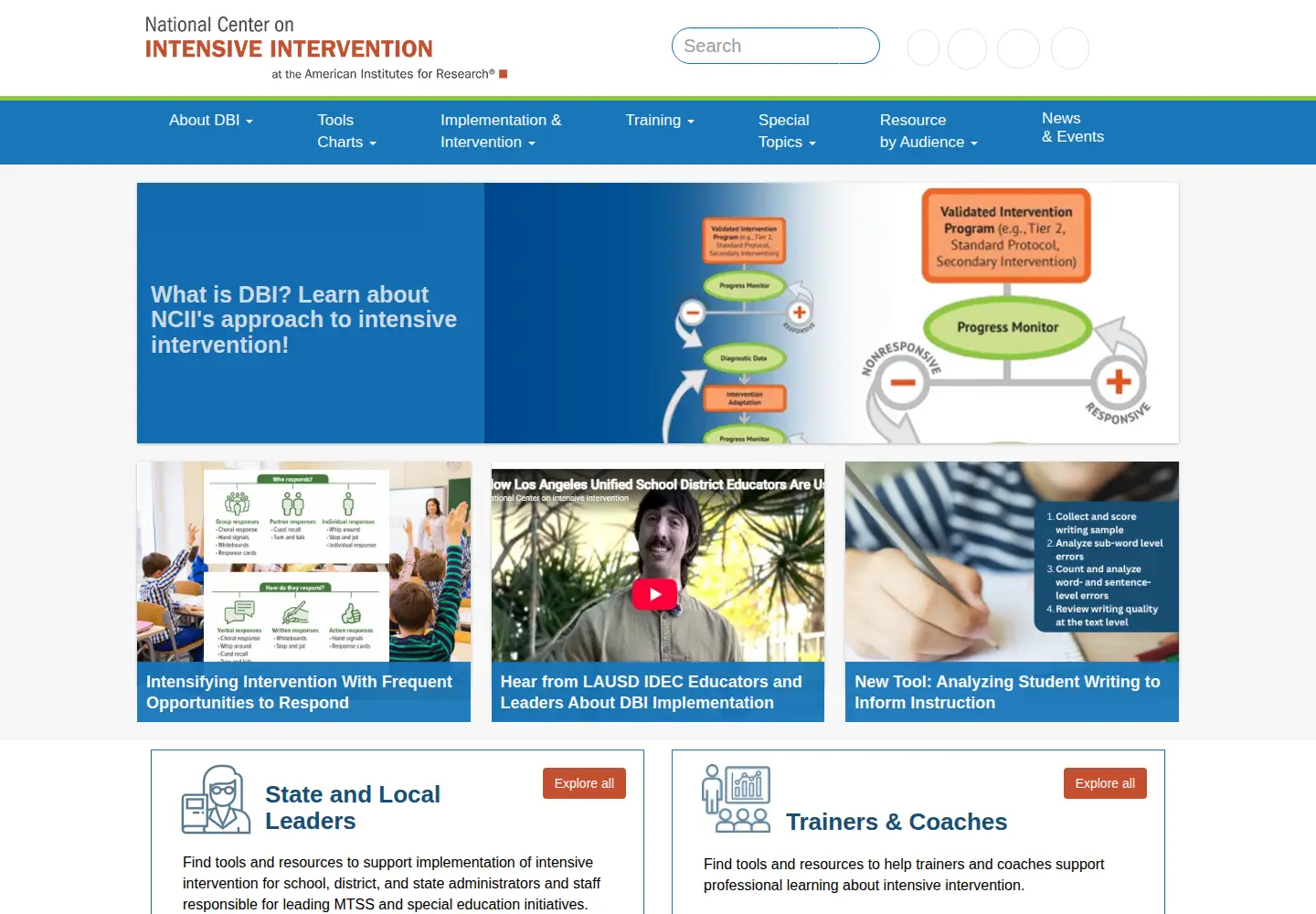 Screenshot of intensiveintervention.org