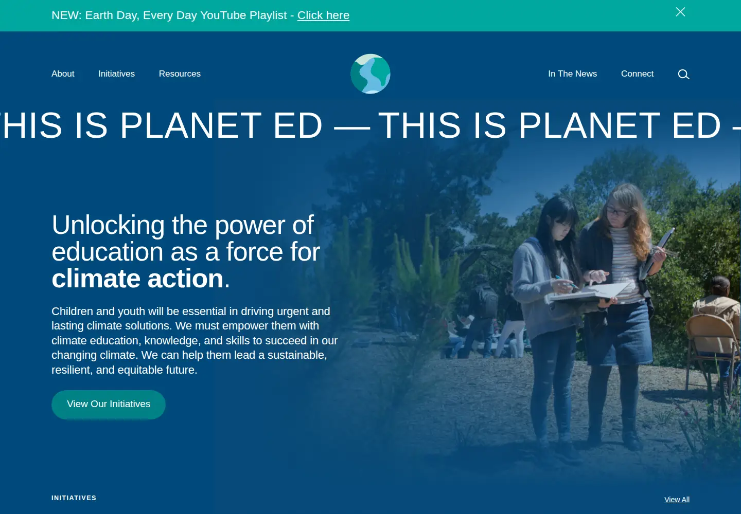 Captured homepage of k12climateaction.org in the current scan