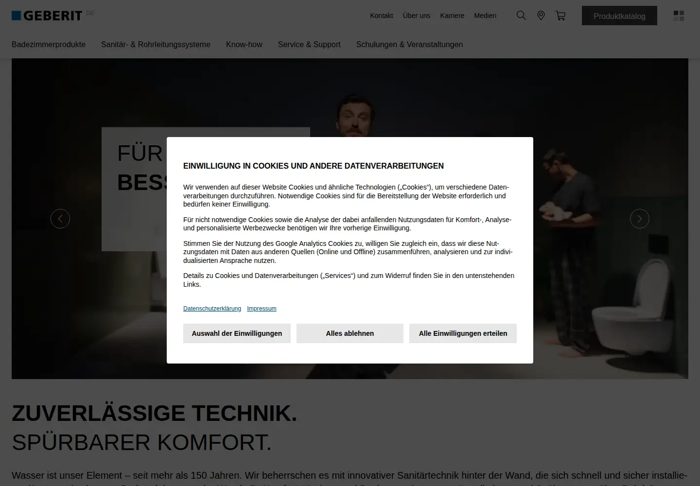 Screenshot of geberit.de