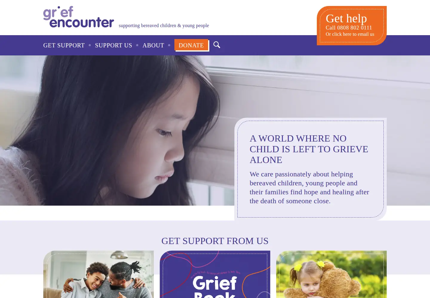 Captured homepage of griefencounter.org.uk in the current scan