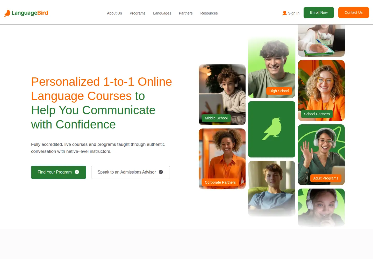 Screenshot of languagebird.com