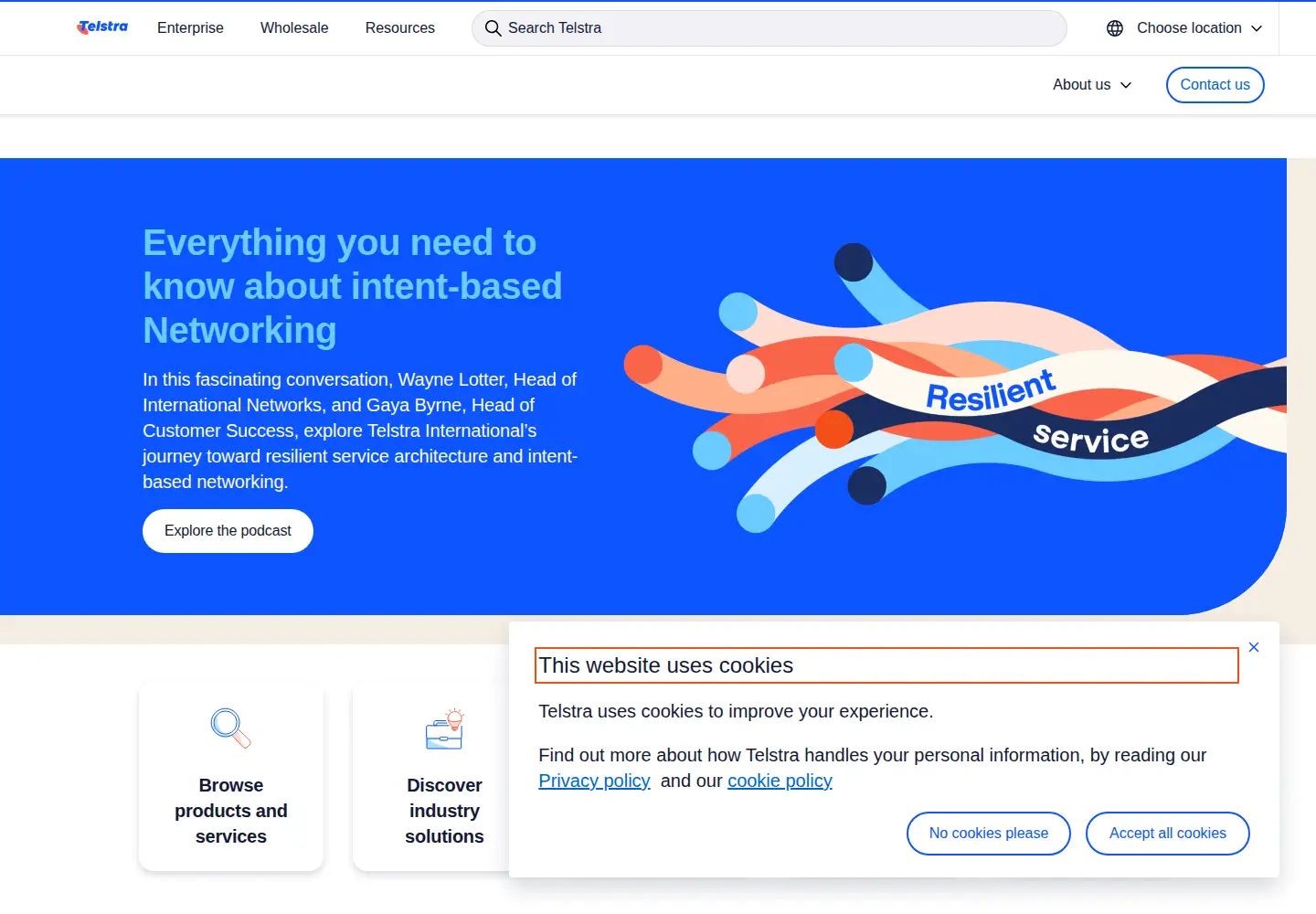 Screenshot of telstrainternational.com