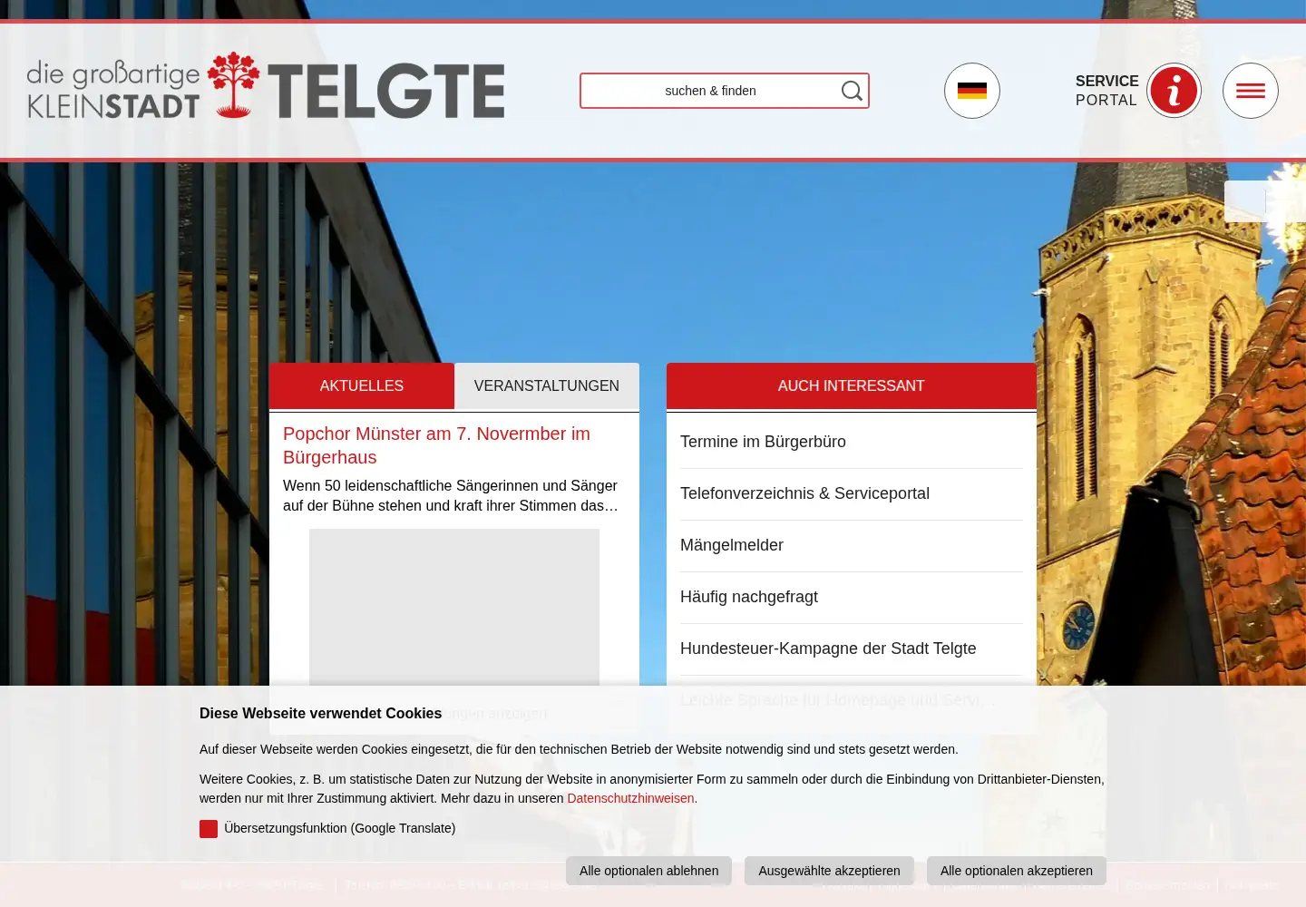 Captured homepage of telgte.de in the current scan