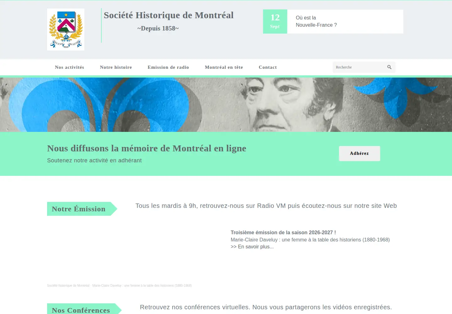 Captured homepage of societehistoriquedemontreal.org in the current scan