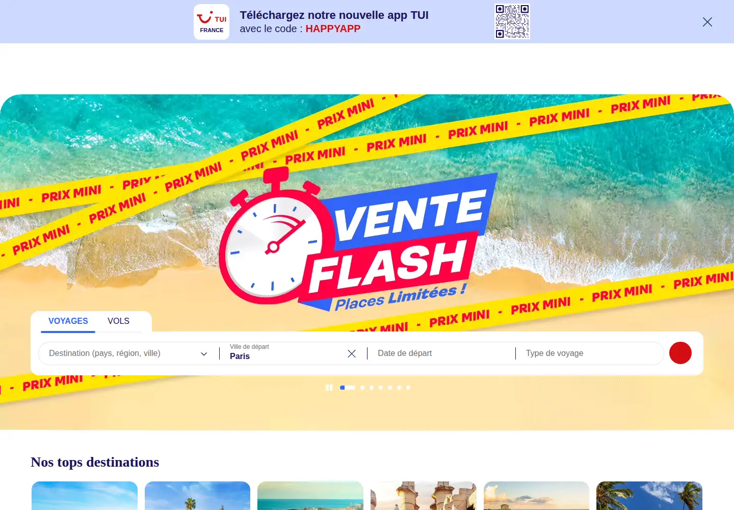 Screenshot of tui.fr