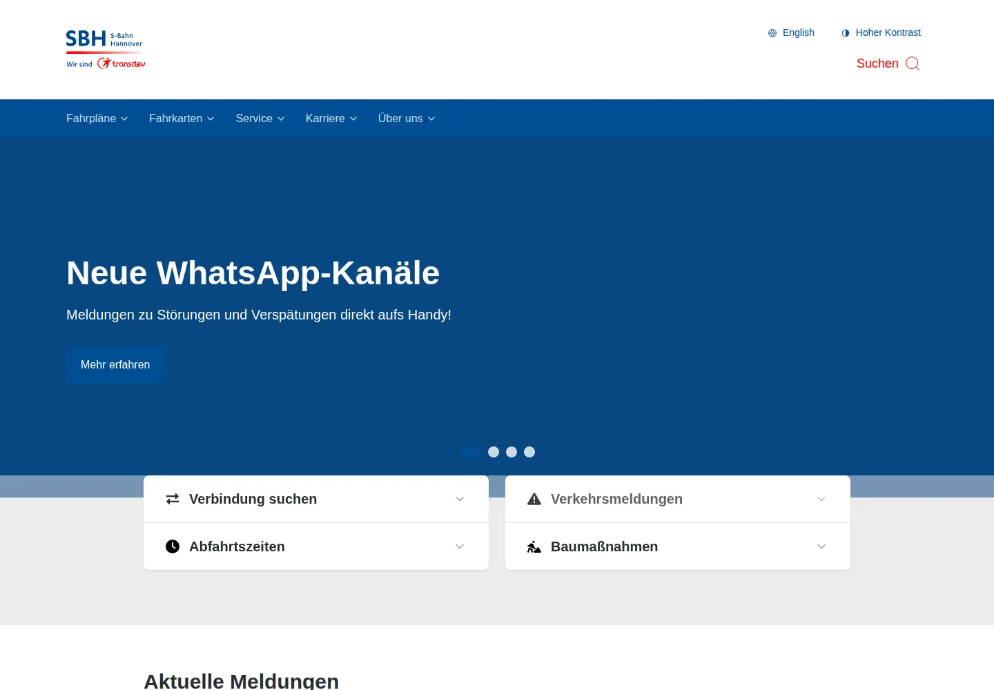 Screenshot of sbahn-hannover.de