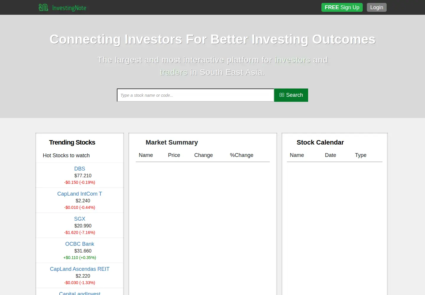 Screenshot of investingnote.com