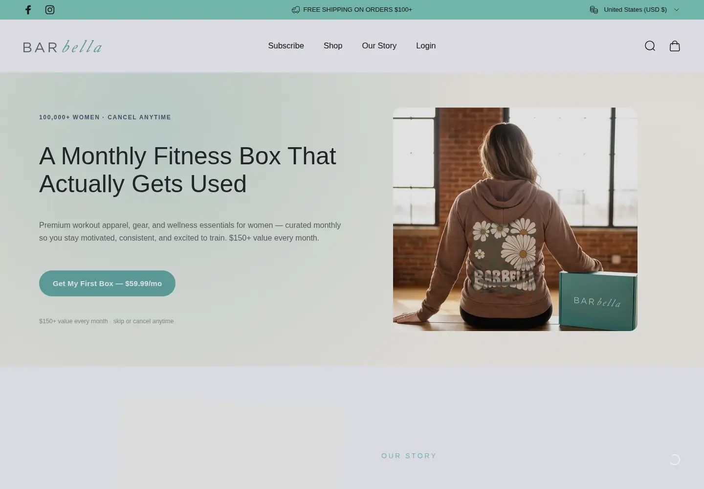 Screenshot of barbellabox.com