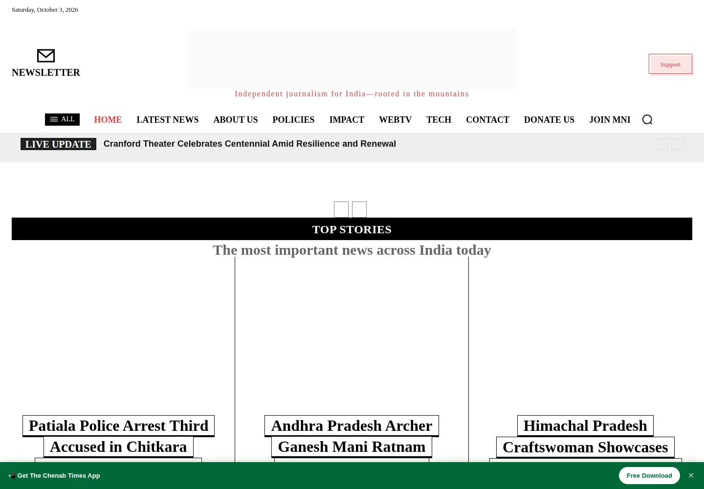 Screenshot of thechenabtimes.com