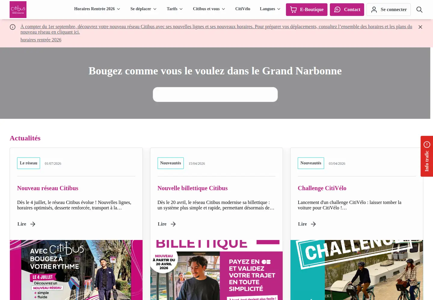 Screenshot of citibus.fr