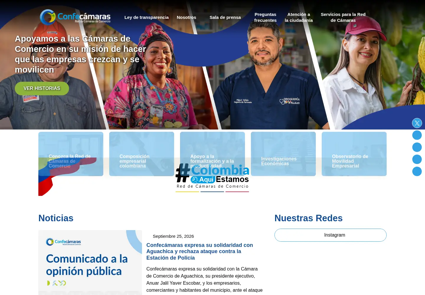 Screenshot of confecamaras.org.co