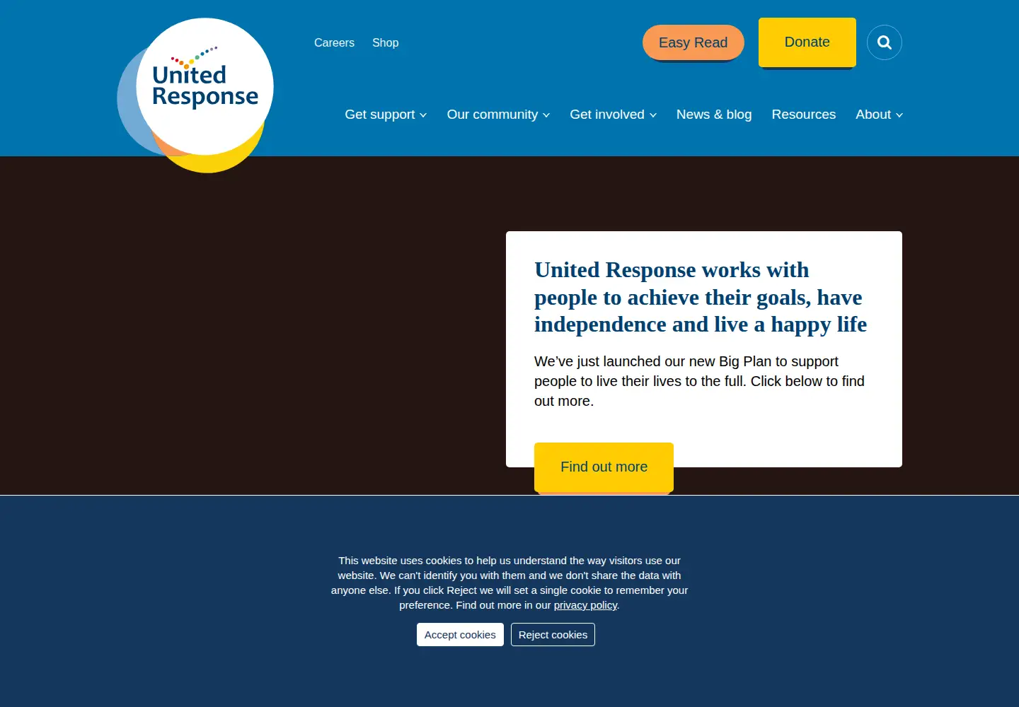 Screenshot of unitedresponse.org.uk