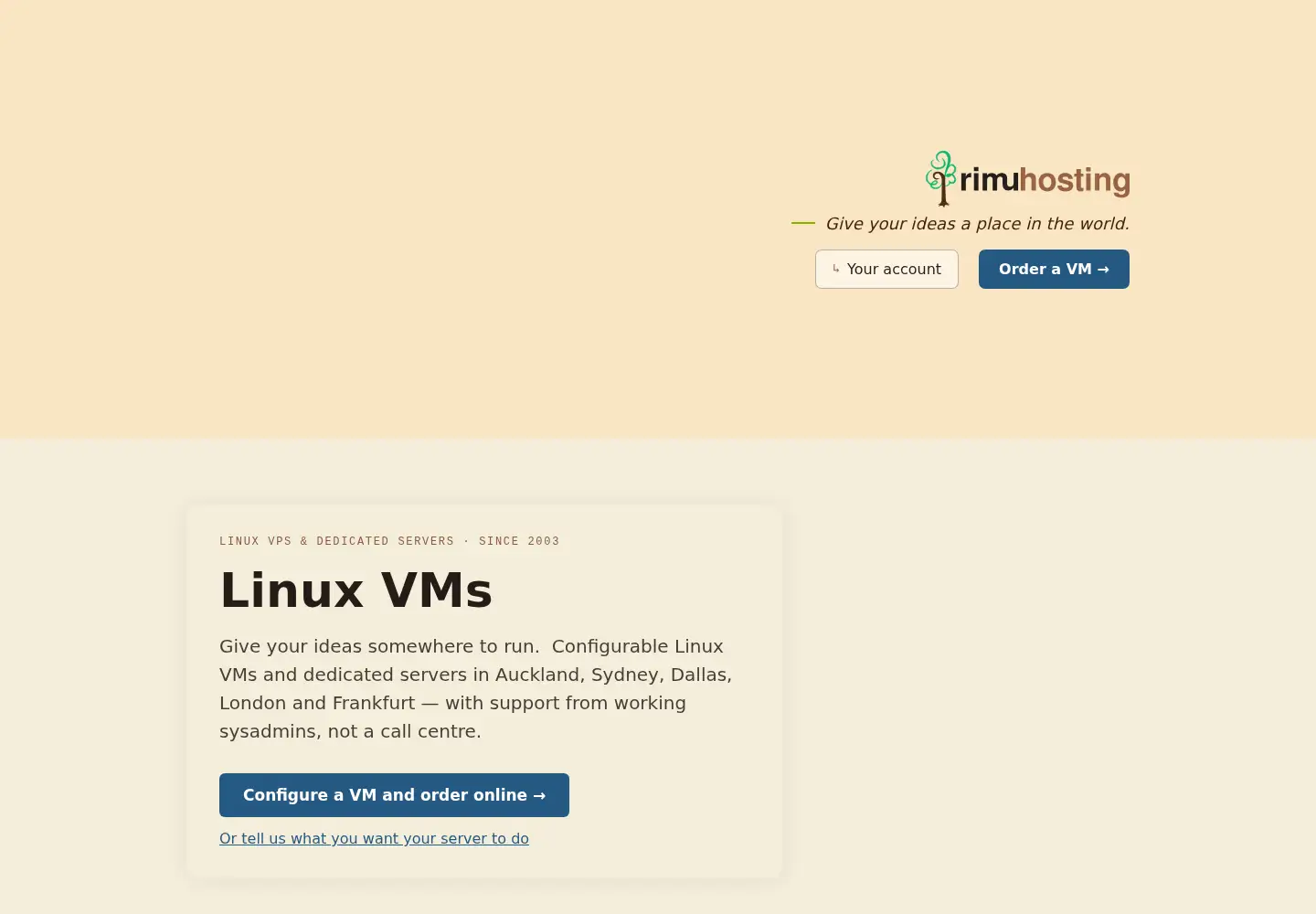 Screenshot of rimuhosting.com