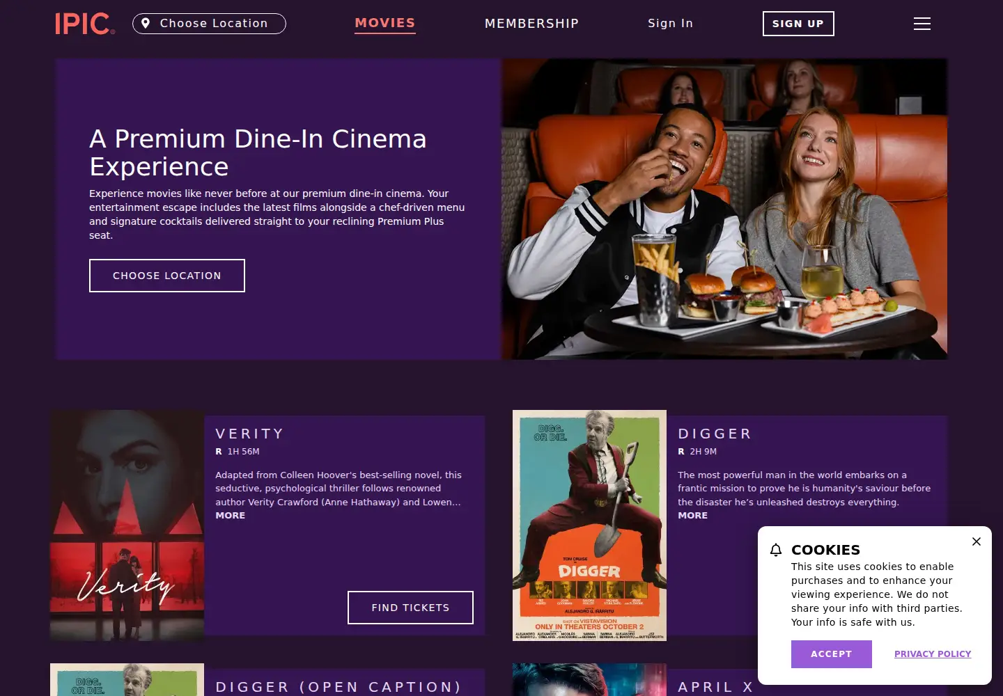 Captured homepage of ipic.com in the current scan