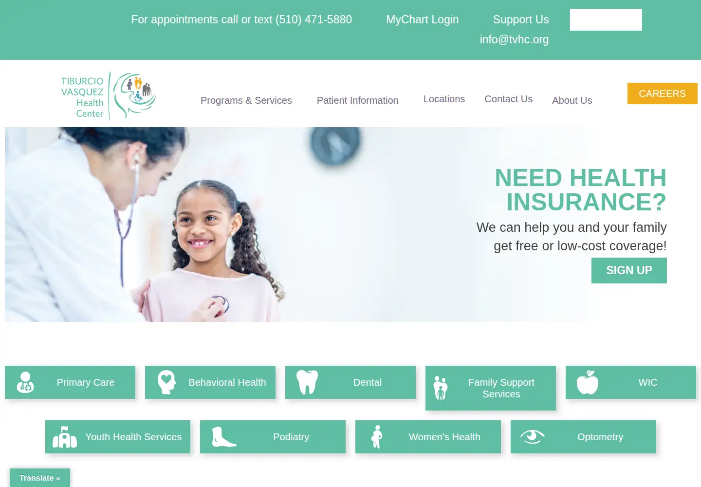 Captured homepage of tvhc.org in the current scan
