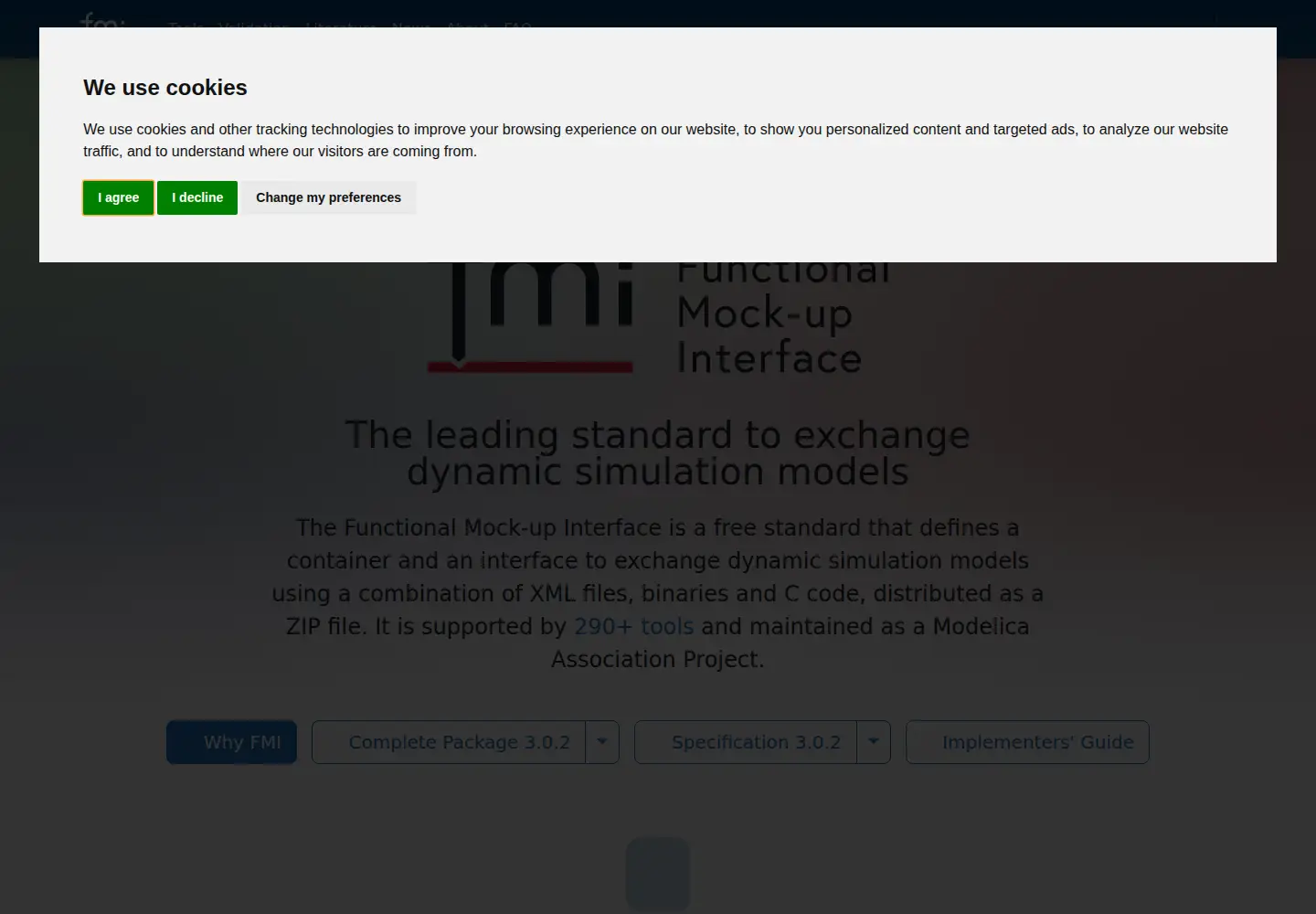 Screenshot of fmi-standard.org
