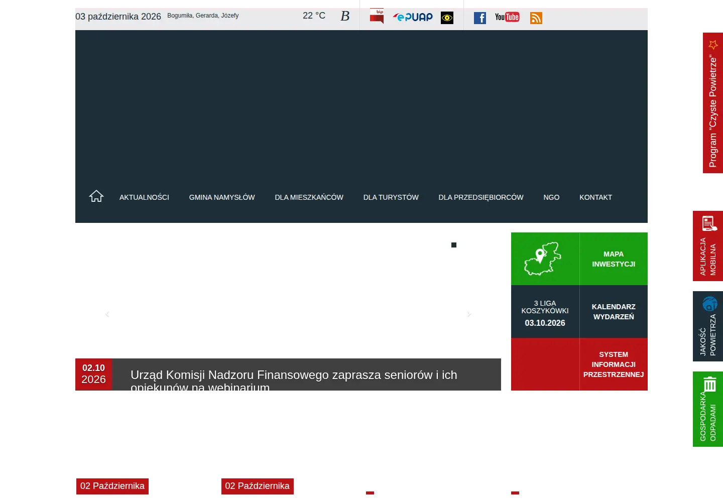 Screenshot of namyslow.eu