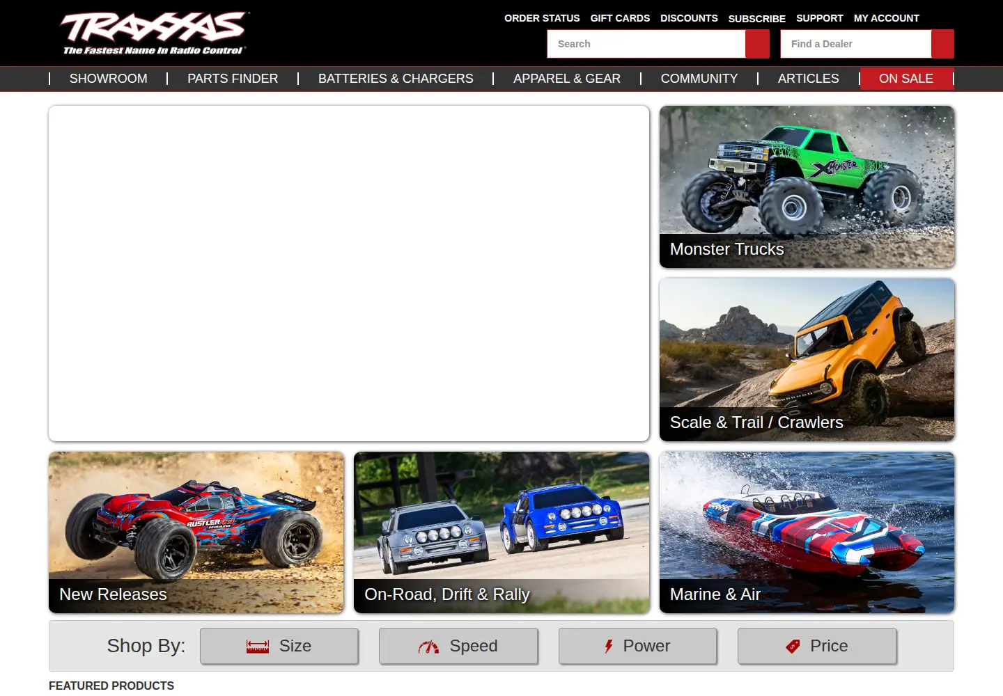 Captured homepage of traxxas.com in the current scan