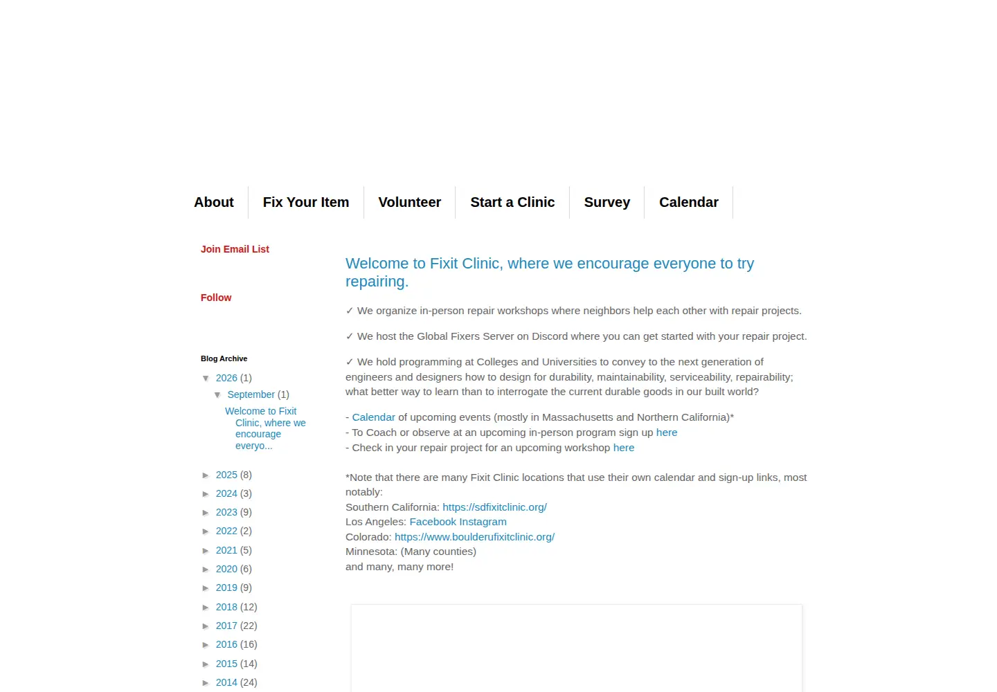 Screenshot of fixitclinic.org