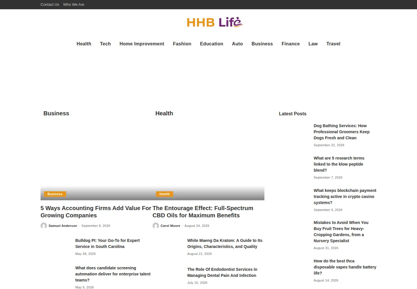 Captured homepage of hhblife.com in the current scan