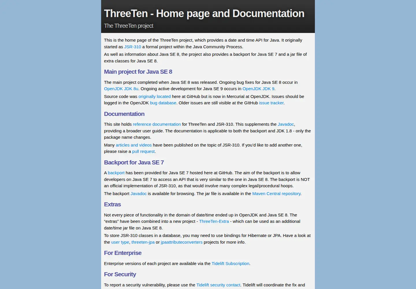Screenshot of threeten.org