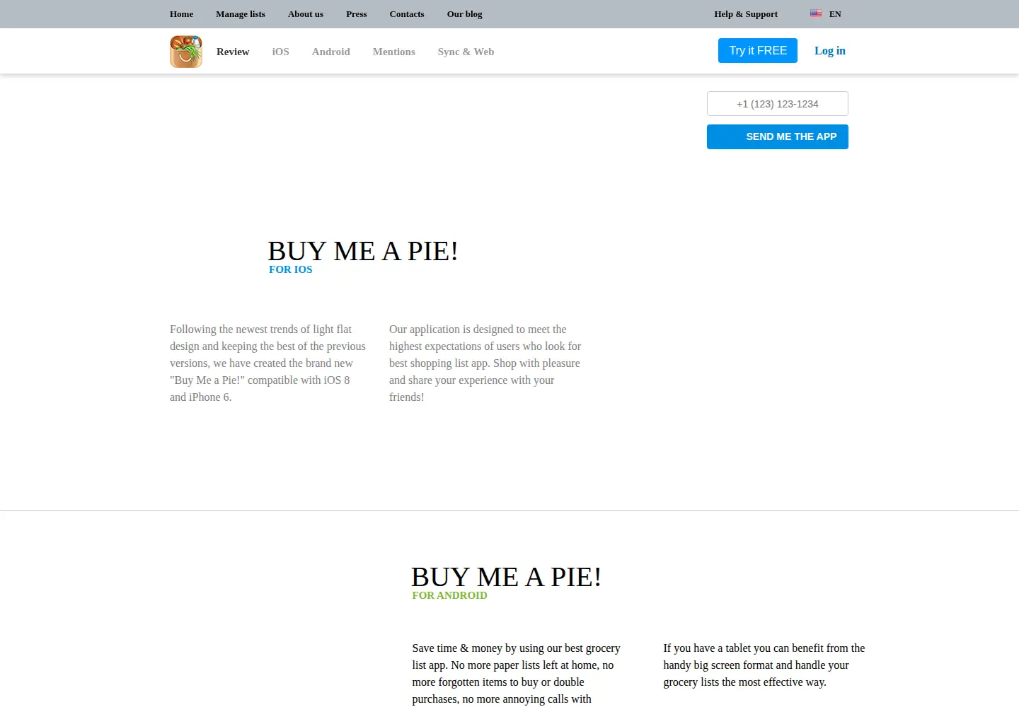Screenshot of buymeapie.com