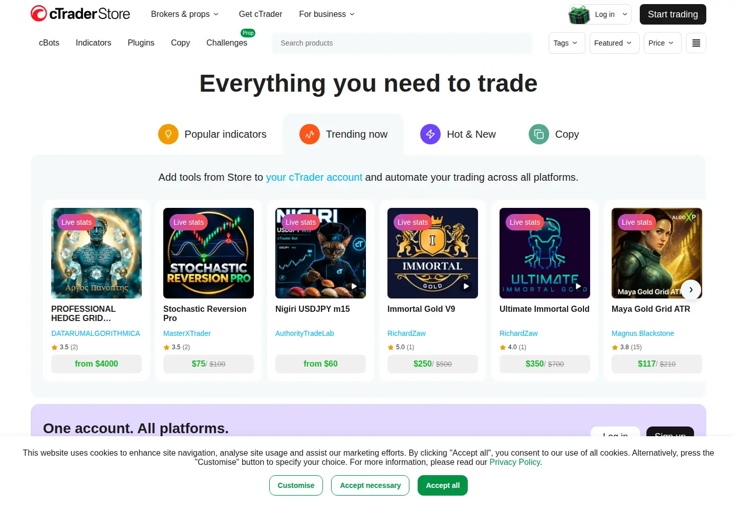 Screenshot of ctrader.com