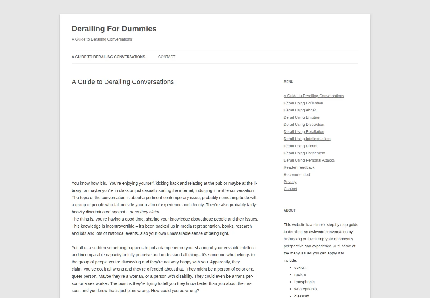 Screenshot of derailingfordummies.com