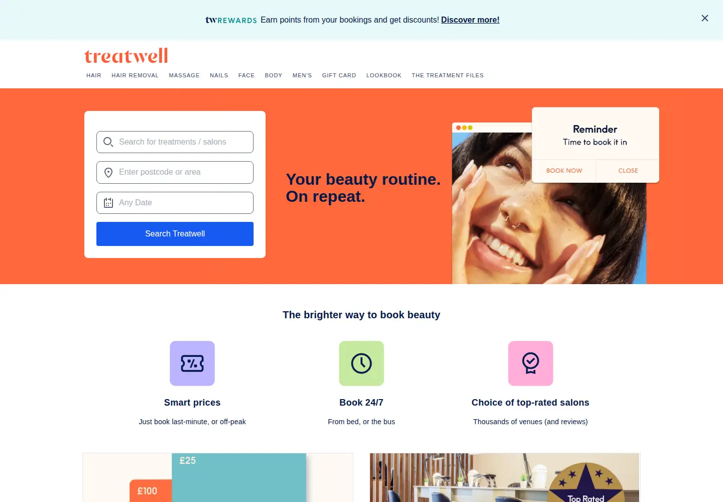 Screenshot of treatwell.co.uk