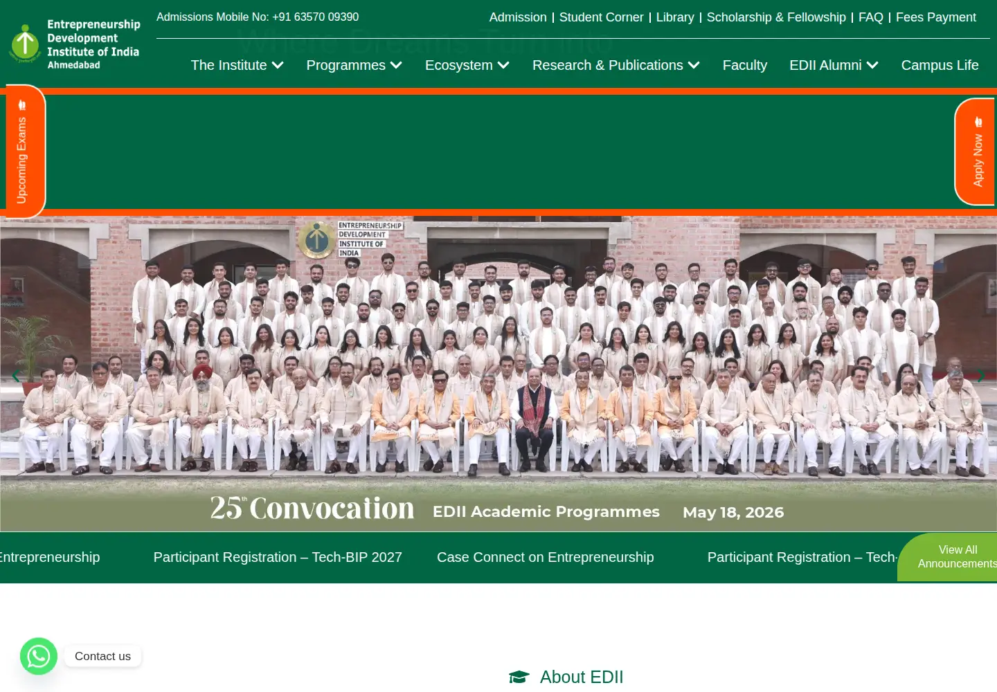 Screenshot of ediindia.ac.in