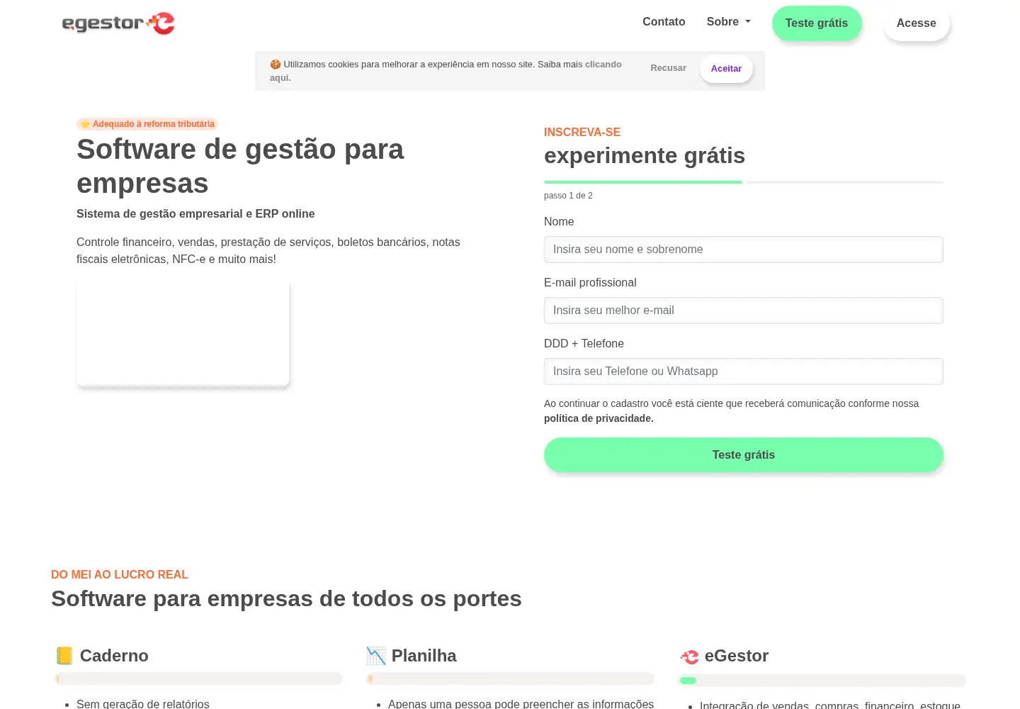 Screenshot of egestor.com.br