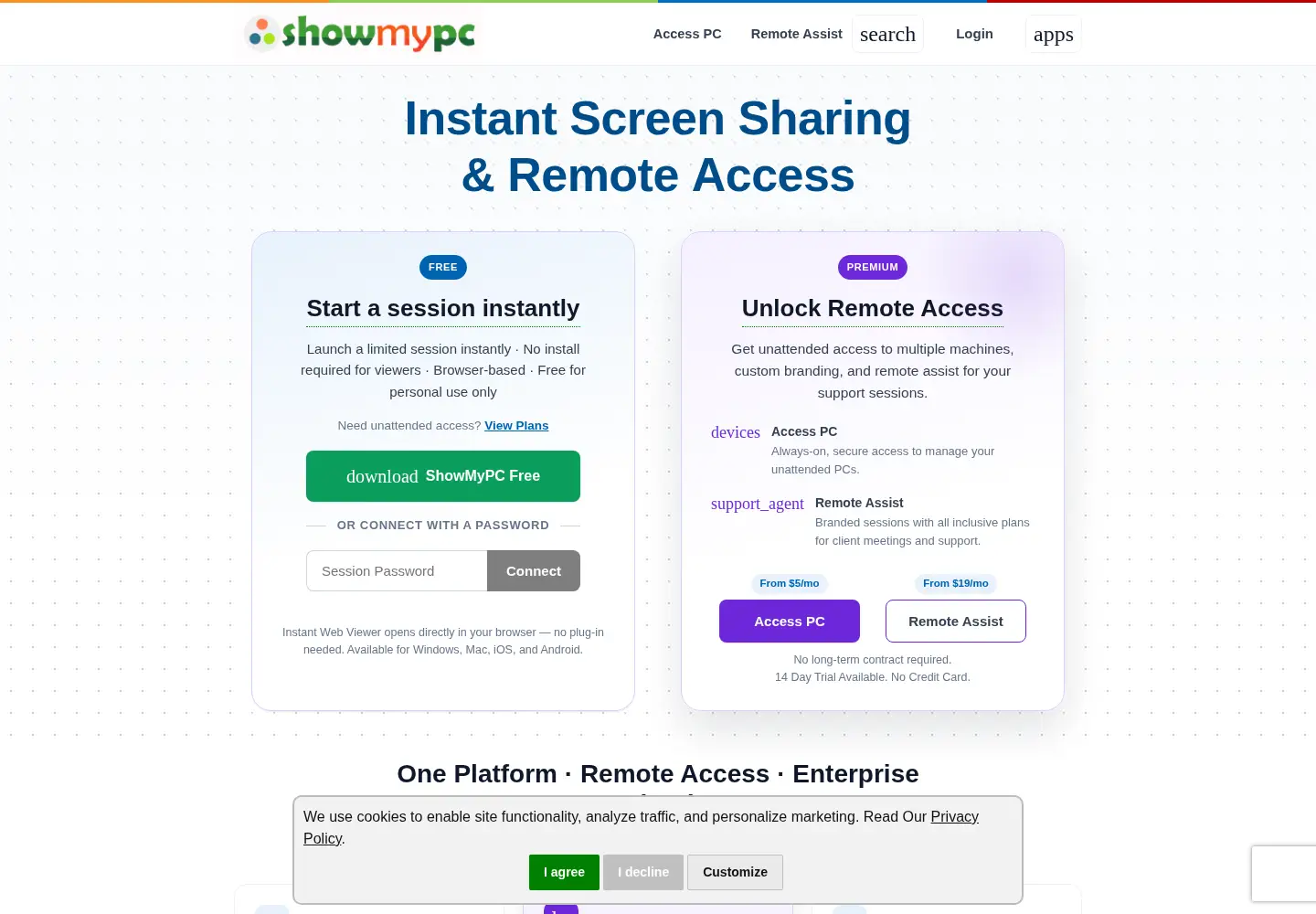 Screenshot of showmypc.com