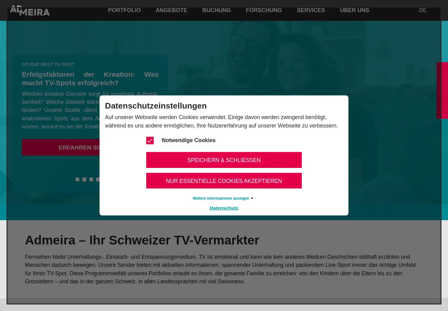 Screenshot of admeira.ch