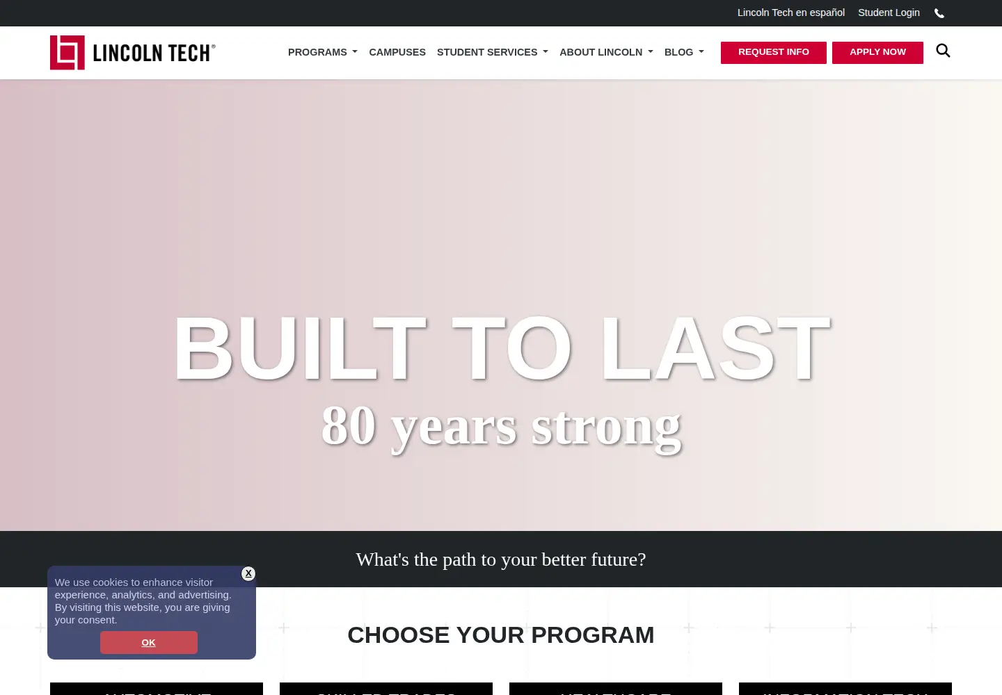 Screenshot of lincolnedu.com
