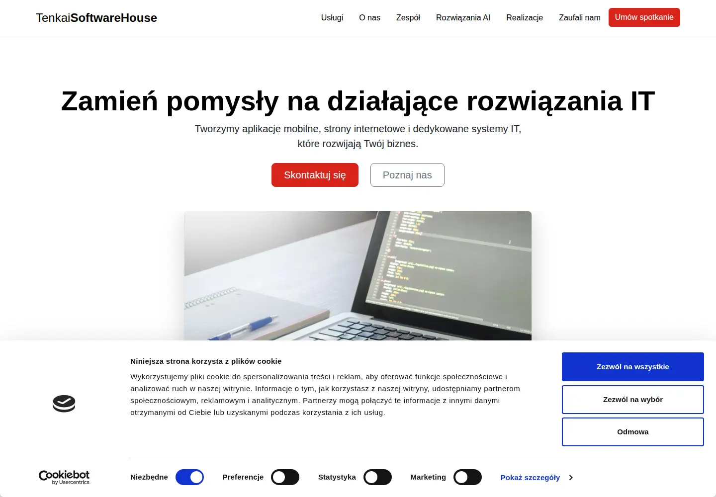 Captured homepage of tenkai.pl in the current scan
