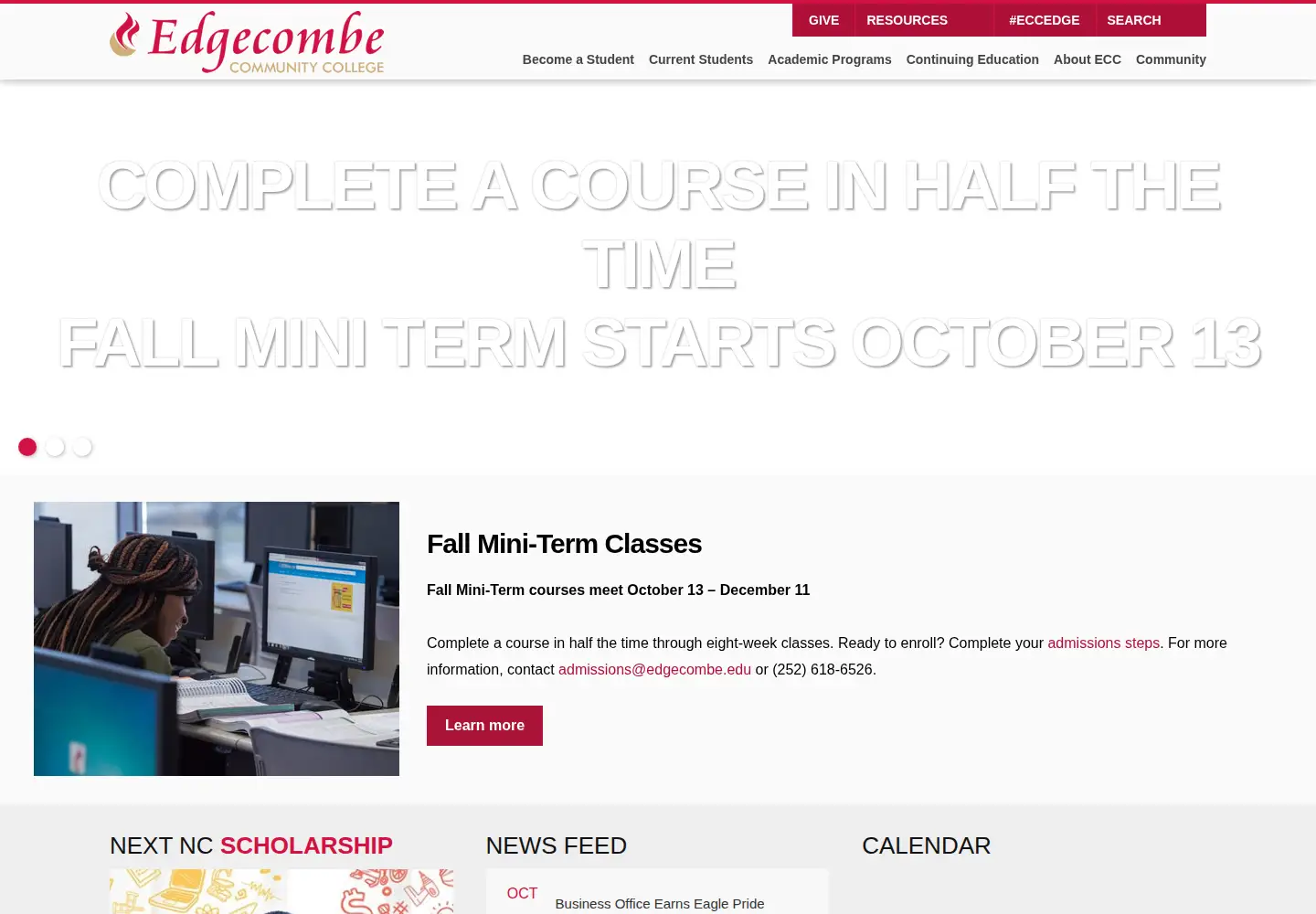 Screenshot of edgecombe.edu