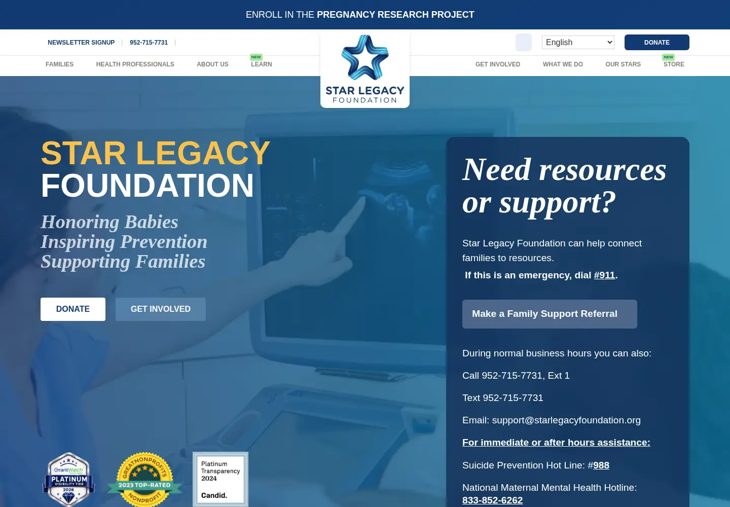 Screenshot of starlegacyfoundation.org