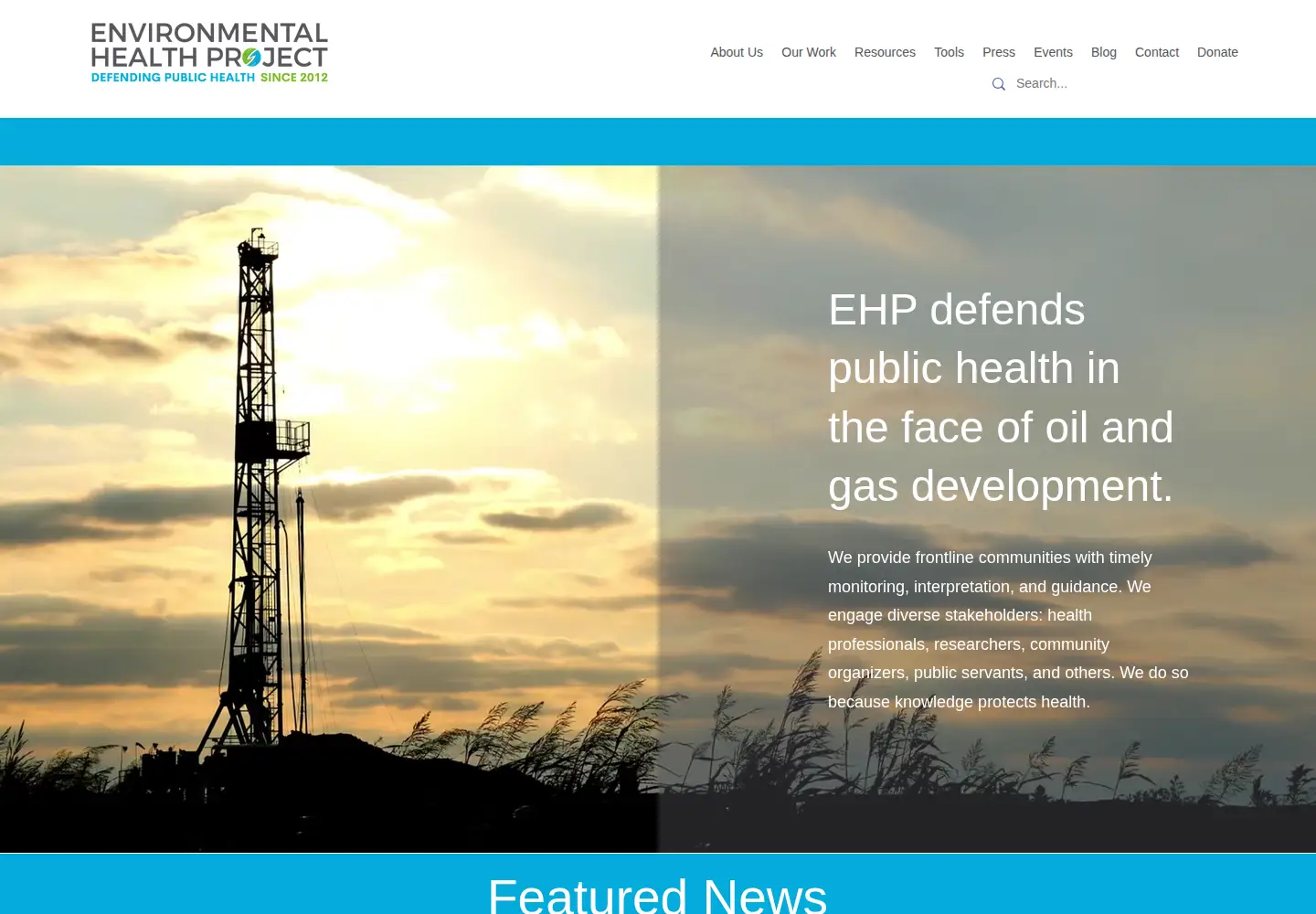 Captured homepage of environmentalhealthproject.org in the current scan