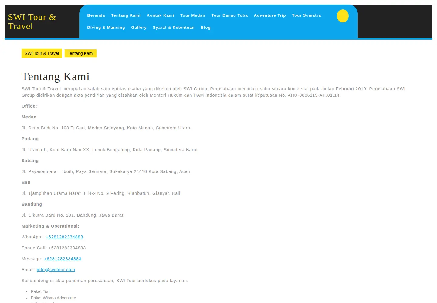 Screenshot of switour.com