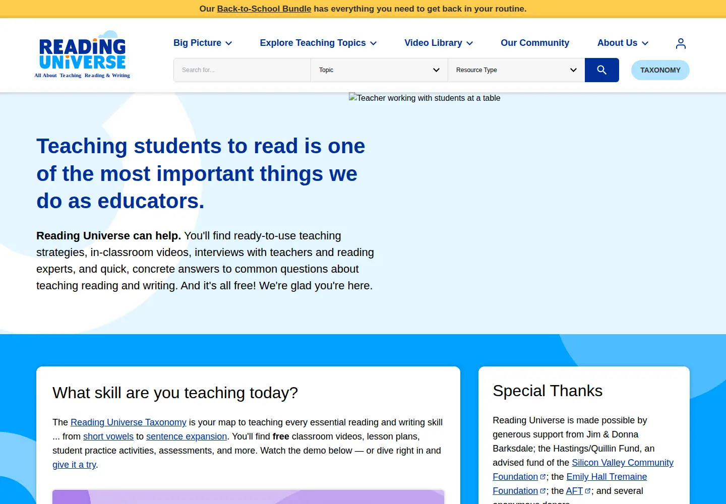 Screenshot of readinguniverse.org