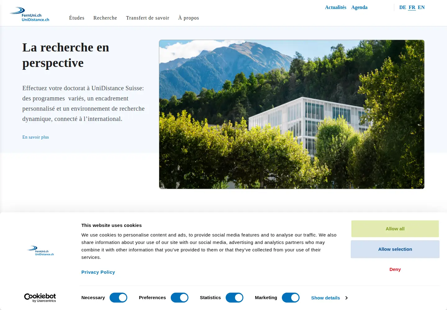 Screenshot of unidistance.ch