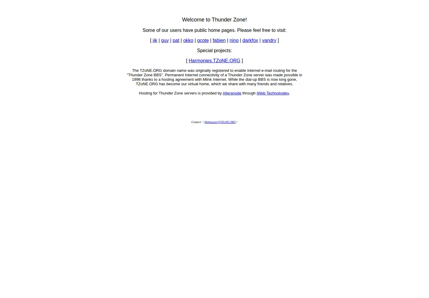 Captured homepage of tzone.org in the current scan