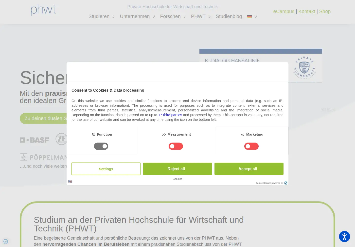Screenshot of phwt.de