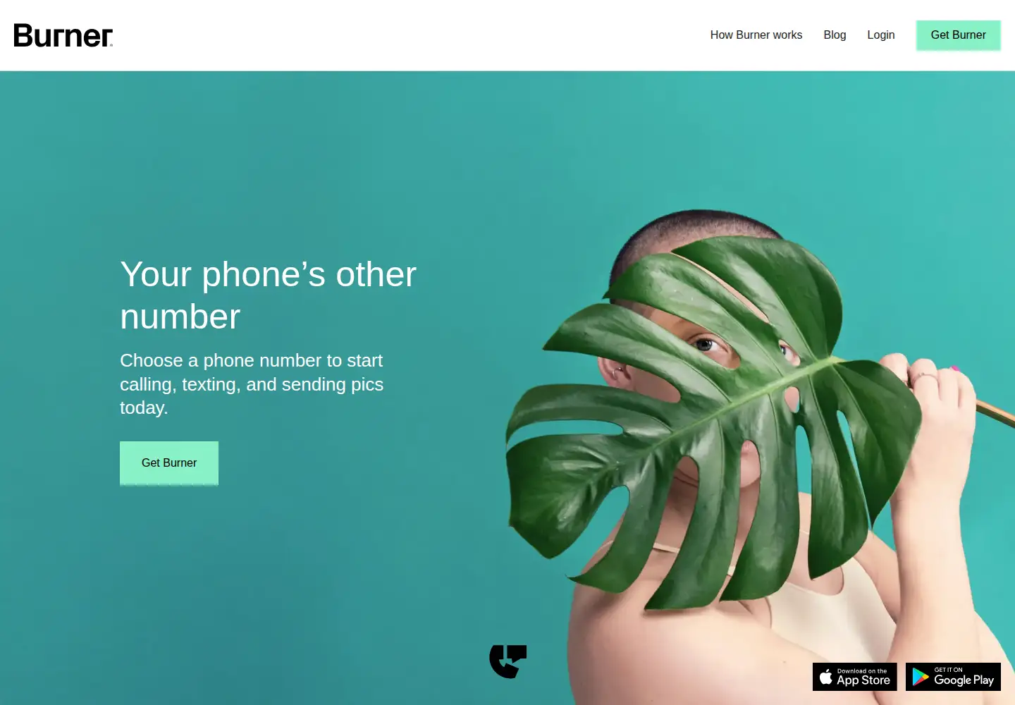 Screenshot of burnerapp.com