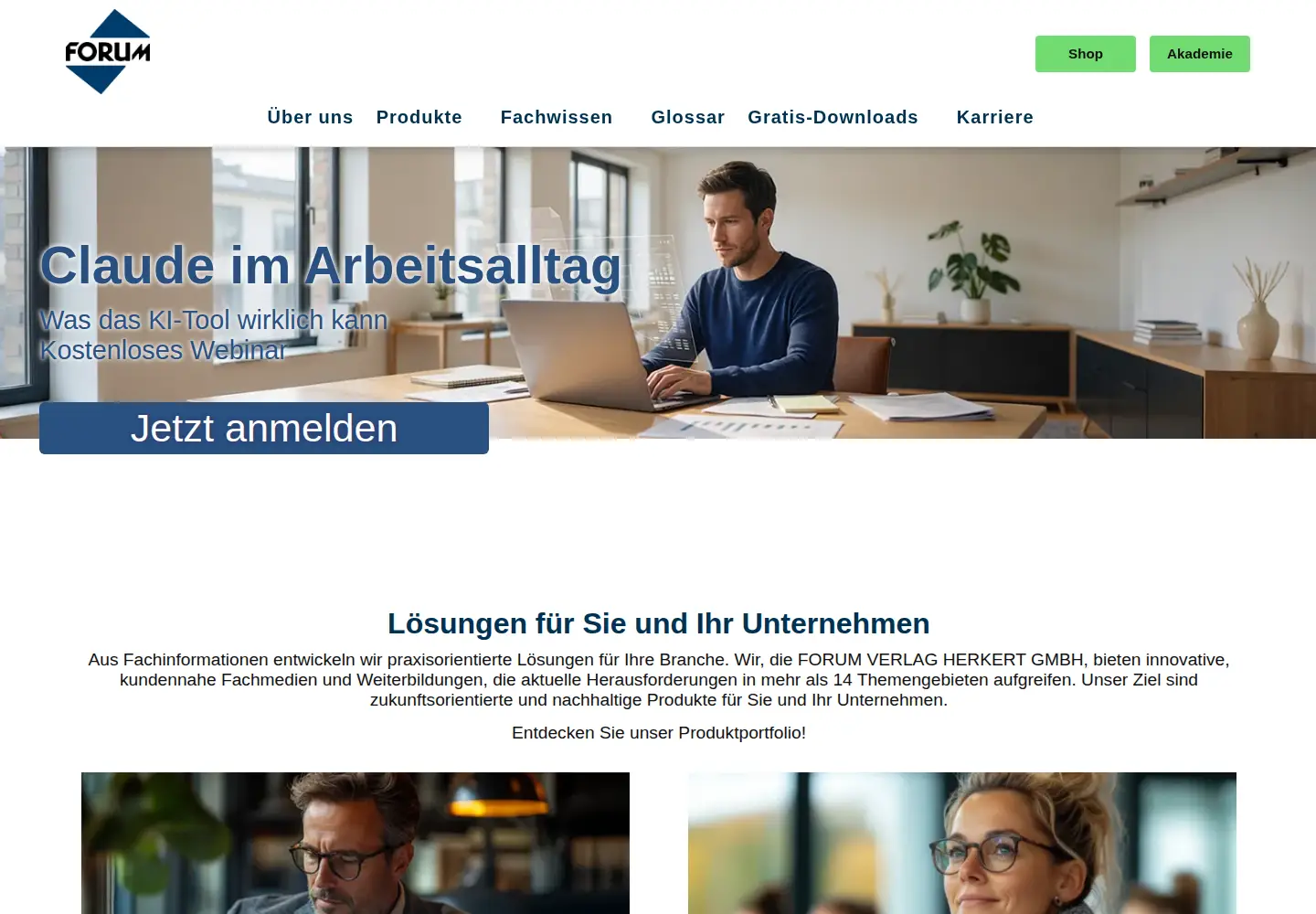Captured homepage of forum-verlag.com in the current scan