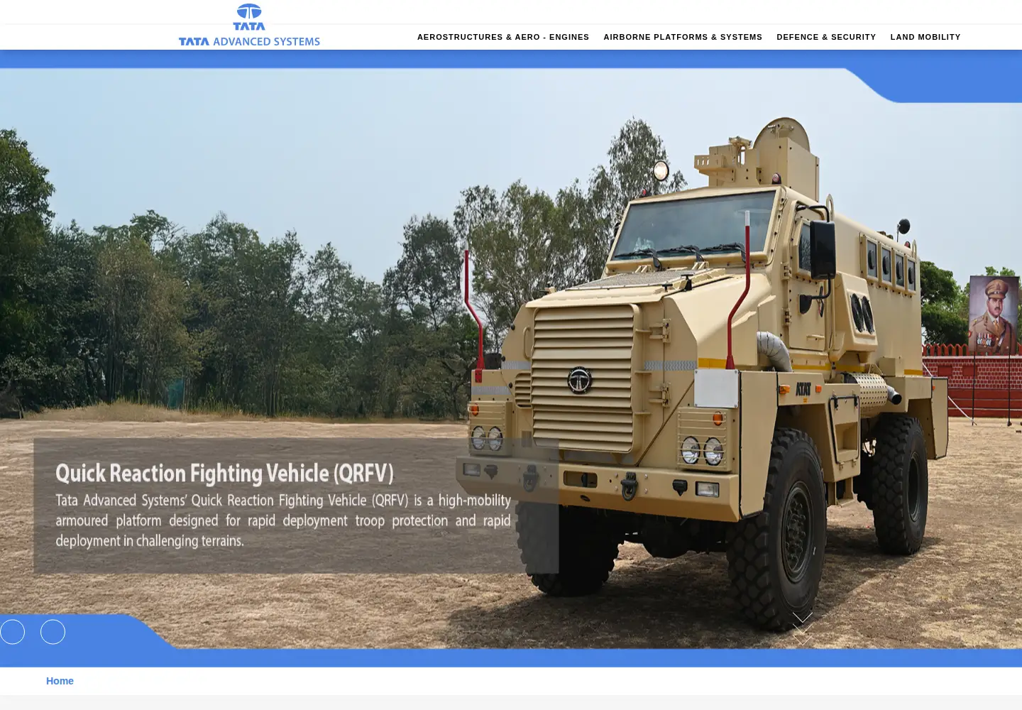 Captured homepage of tataadvancedsystems.com in the current scan
