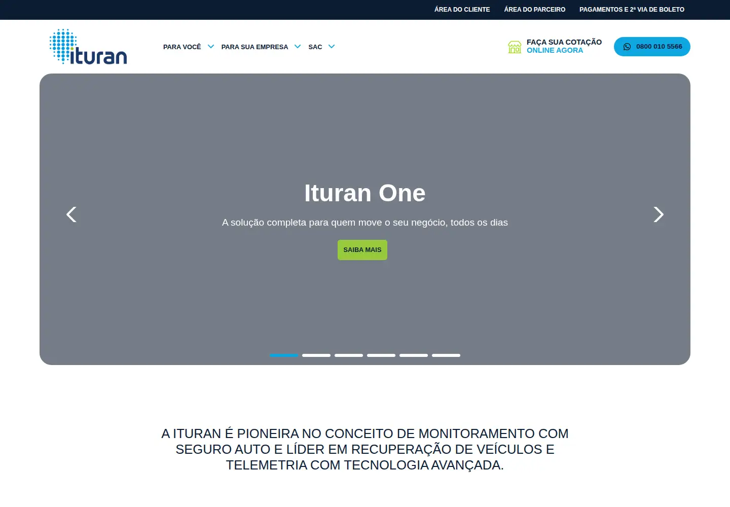 Captured homepage of ituran.com.br in the current scan