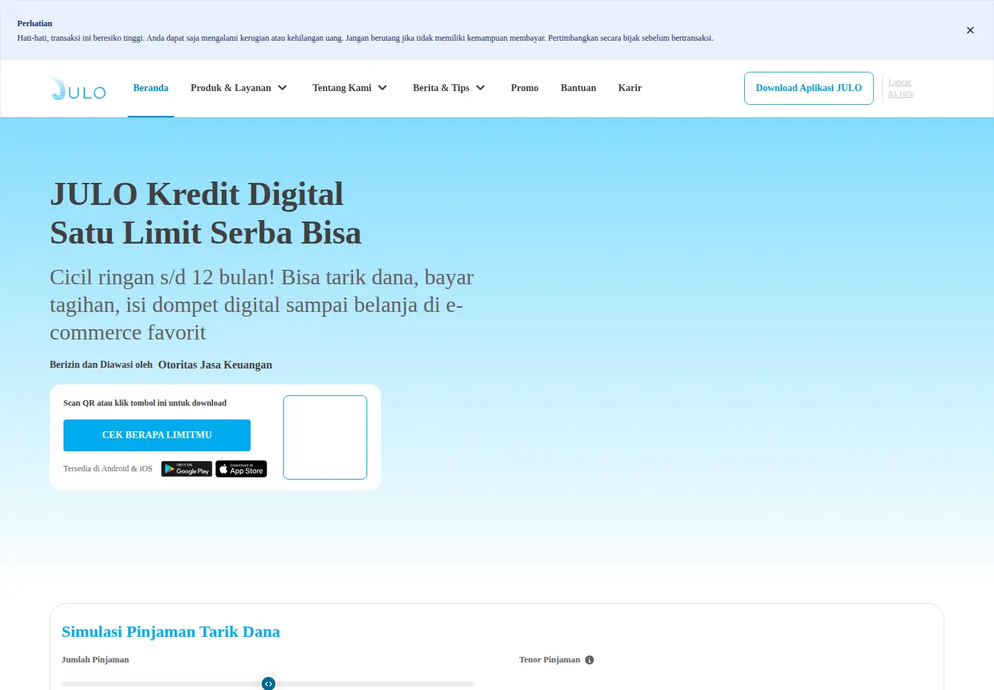 Captured homepage of julo.co.id in the current scan