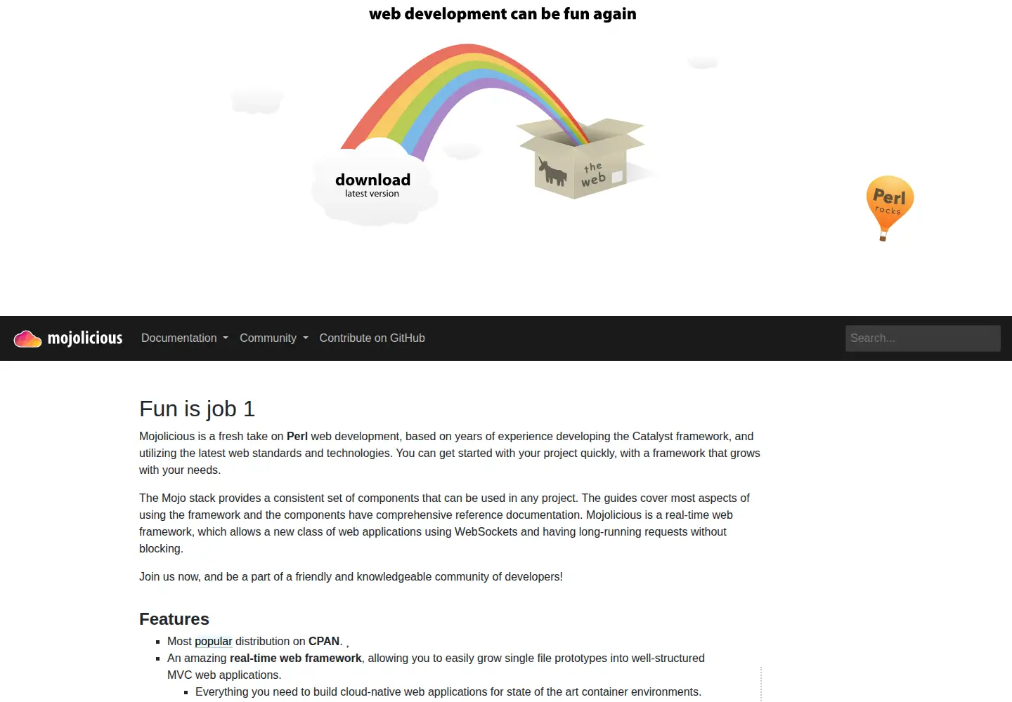 Captured homepage of mojolicious.org in the current scan