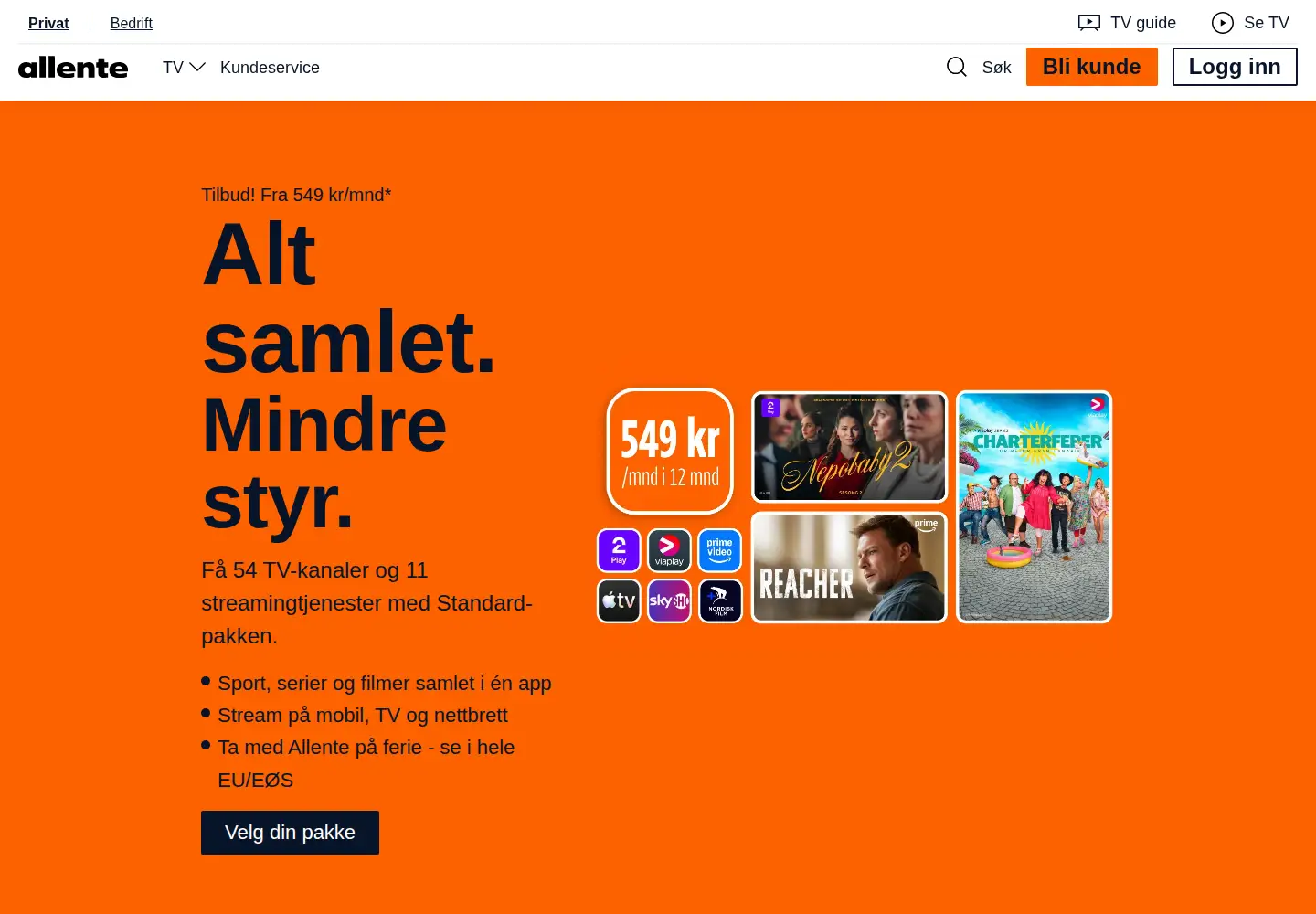 Screenshot of allente.no
